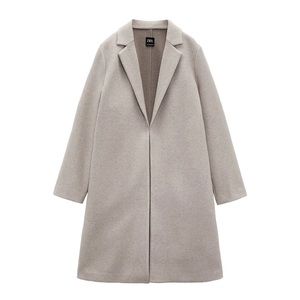 Zara lapel coat in sandmarled.